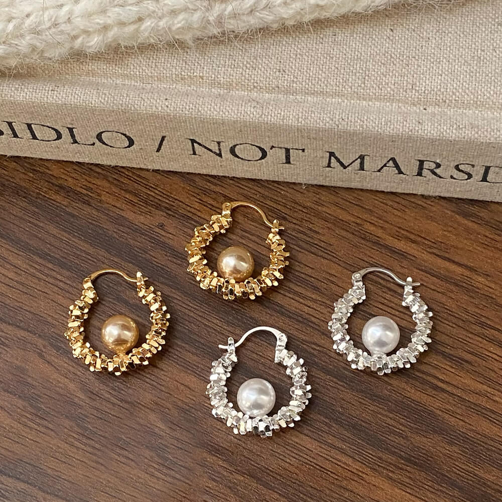 Bellamy - Alvora #ModernPearls gift for her Pearl Hoop Earrings