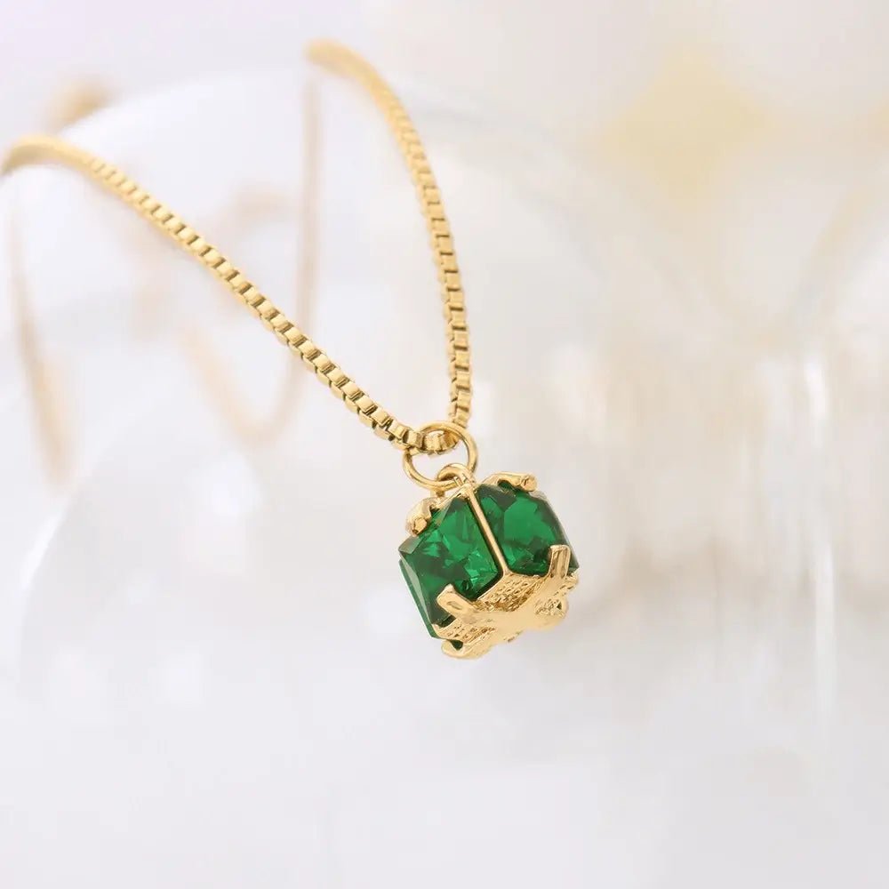 Alvora Emerisia Emerald Necklace | Gold Waterproof Jewelry