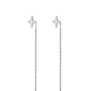 Alvora Lyrix Silver Star Threader Drop Earrings | Minimal Celestial Shine