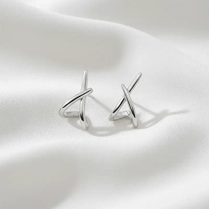 Alvora Naska Silver Stud Earrings – Waterproof, Tarnish-Free, Modern Jewelry