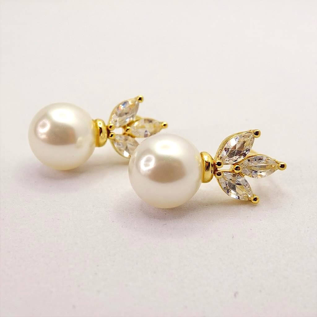 Perlisse Gold, Pearl Earrings- Alvora