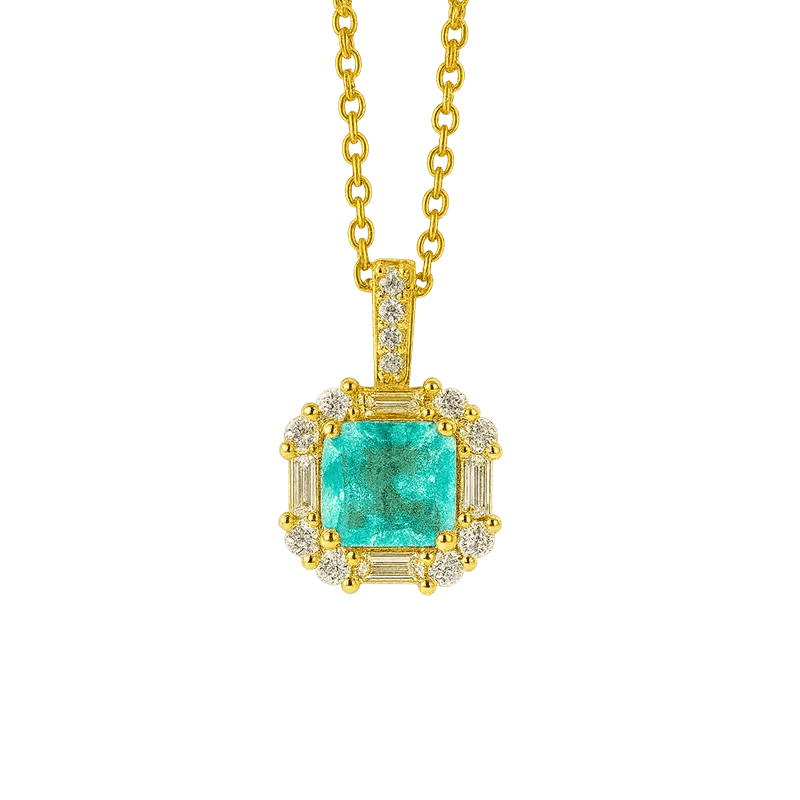 Alvora Turqella N Turquoise Halo Necklace – 18K Gold, Waterproof, Modern Vintage Jewelry