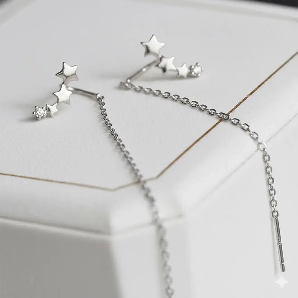 Alvora Twilora Drop Earrings – Gold & Silver Star Threaders