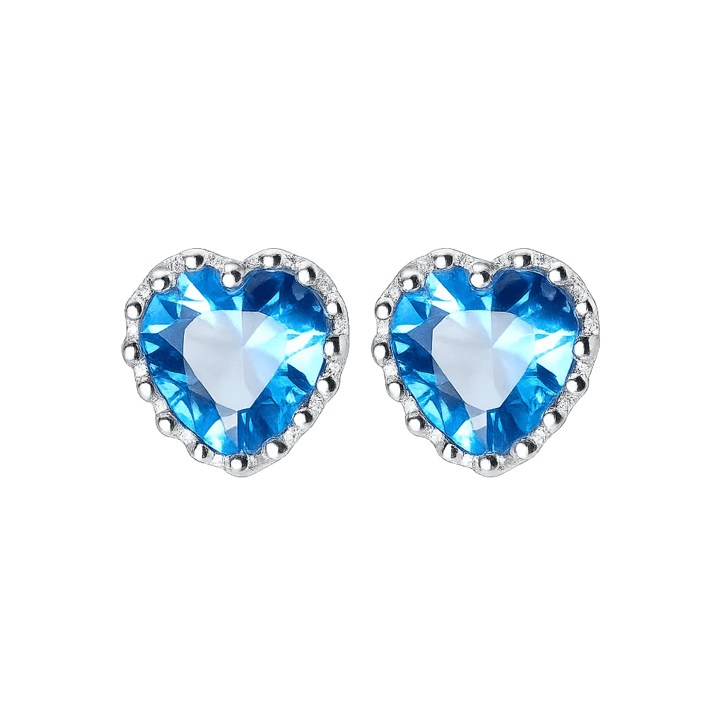 Alvora Azurea Blue Heart Stud Earrings – Gold & Silver Elegance Jewelry
