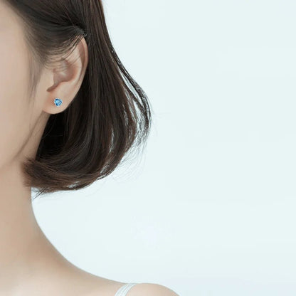 Alvora Azurea Blue Heart Stud Earrings – Gold & Silver Elegance Jewelry