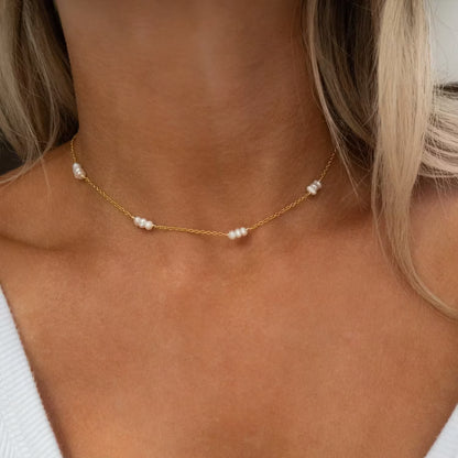 Nerissa - Alvora #skinfriendlyjewelry #waterproofjewelry 18k gold pearl necklace