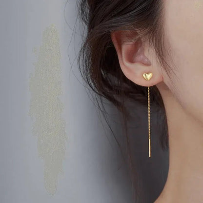 Alvora Amoura Gold&Silver Earrings | Heart Threader Drop Jewelry