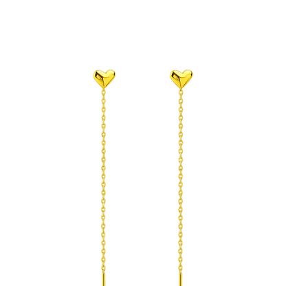 Alvora Amoura Gold&Silver Earrings | Heart Threader Drop Jewelry