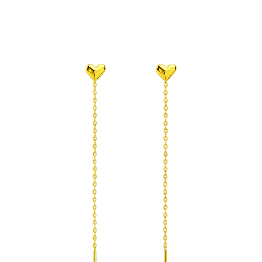 Alvora Amoura Gold&Silver Earrings | Heart Threader Drop Jewelry