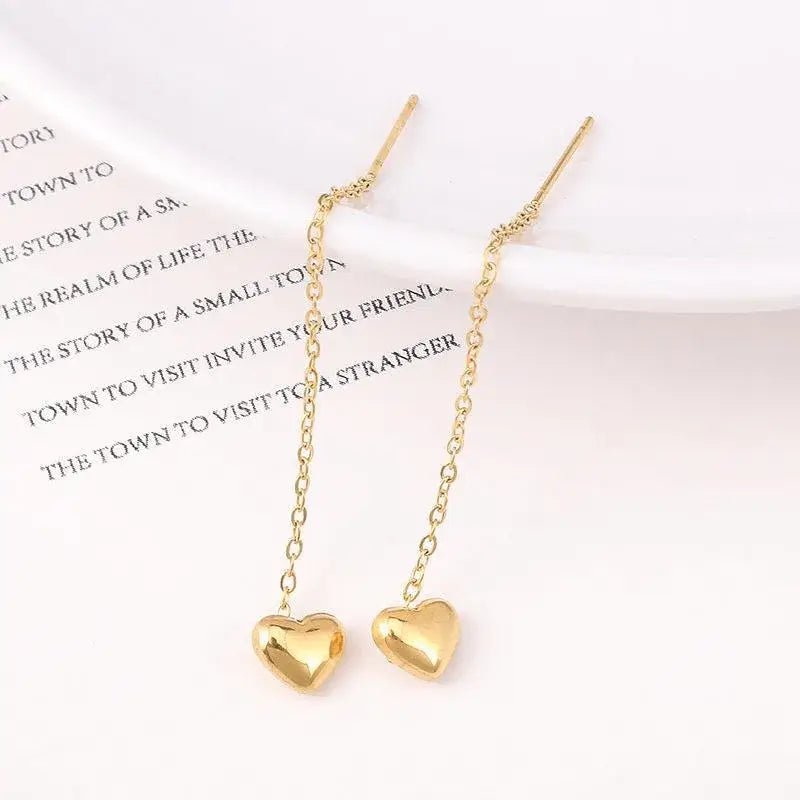 Alvora Amoura Gold&Silver Earrings | Heart Threader Drop Jewelry
