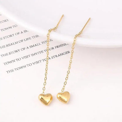 Alvora Amoura Gold&Silver Earrings | Heart Threader Drop Jewelry