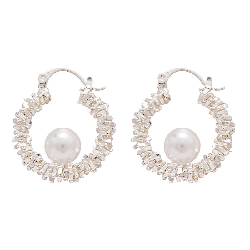 Bellamy - Alvora #ModernPearls gift for her Pearl Hoop Earrings