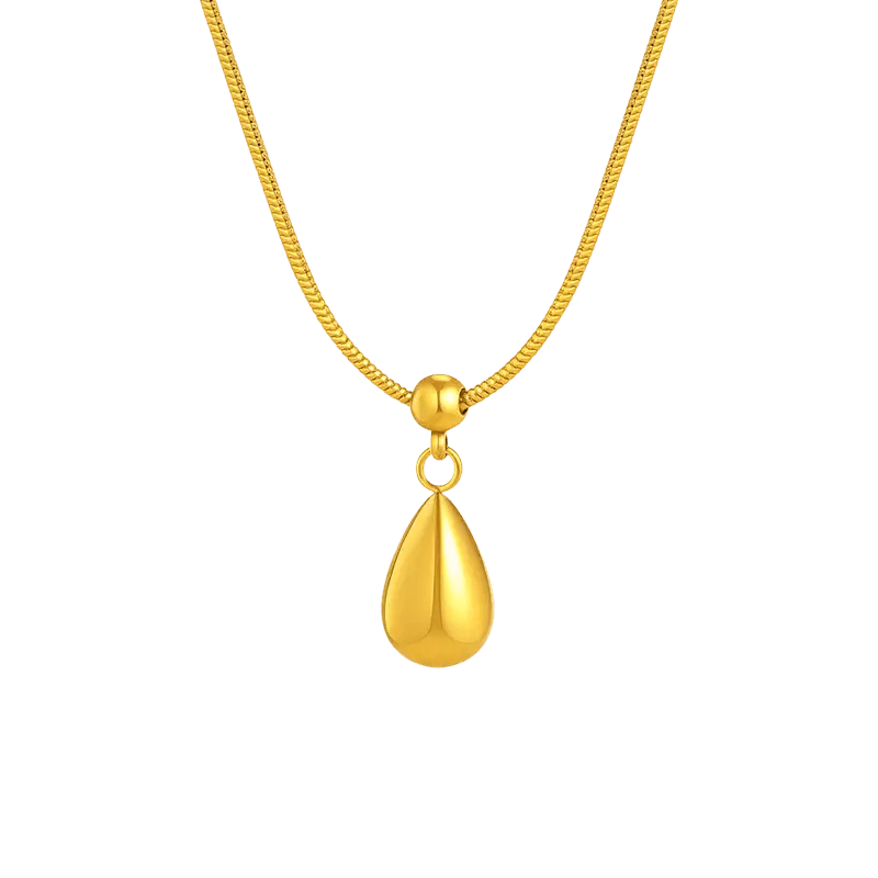 Alvora Bellora 18K gold waterproof, skin-friendly, tarnish-free modern drop necklace on a snake chain