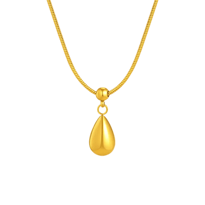 Alvora Bellora 18K gold waterproof, skin-friendly, tarnish-free modern drop necklace on a snake chain