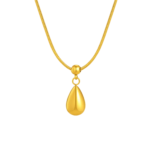 Alvora Bellora 18K gold waterproof, skin-friendly, tarnish-free modern drop necklace on a snake chain