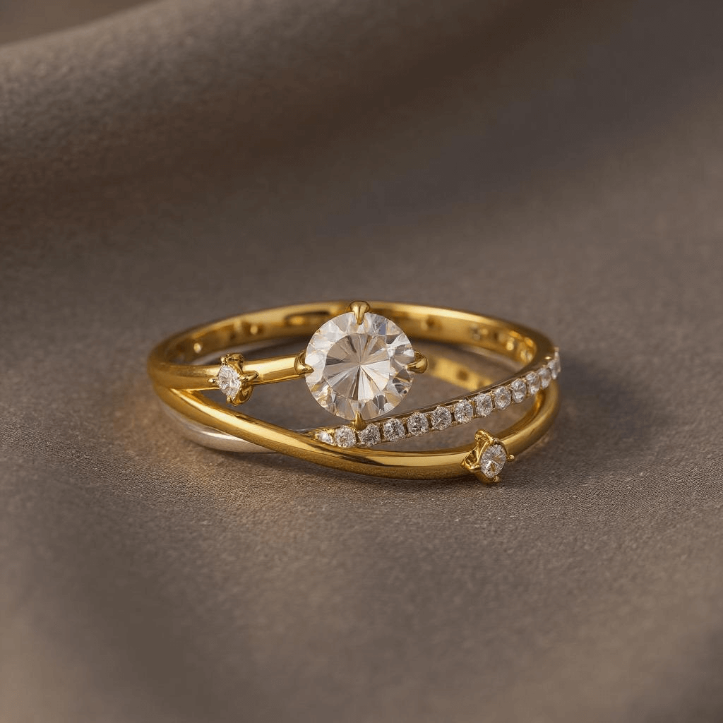Celestara Silver, 18K Gold Plated, 1.0ct Moissanite Ring - Alvora