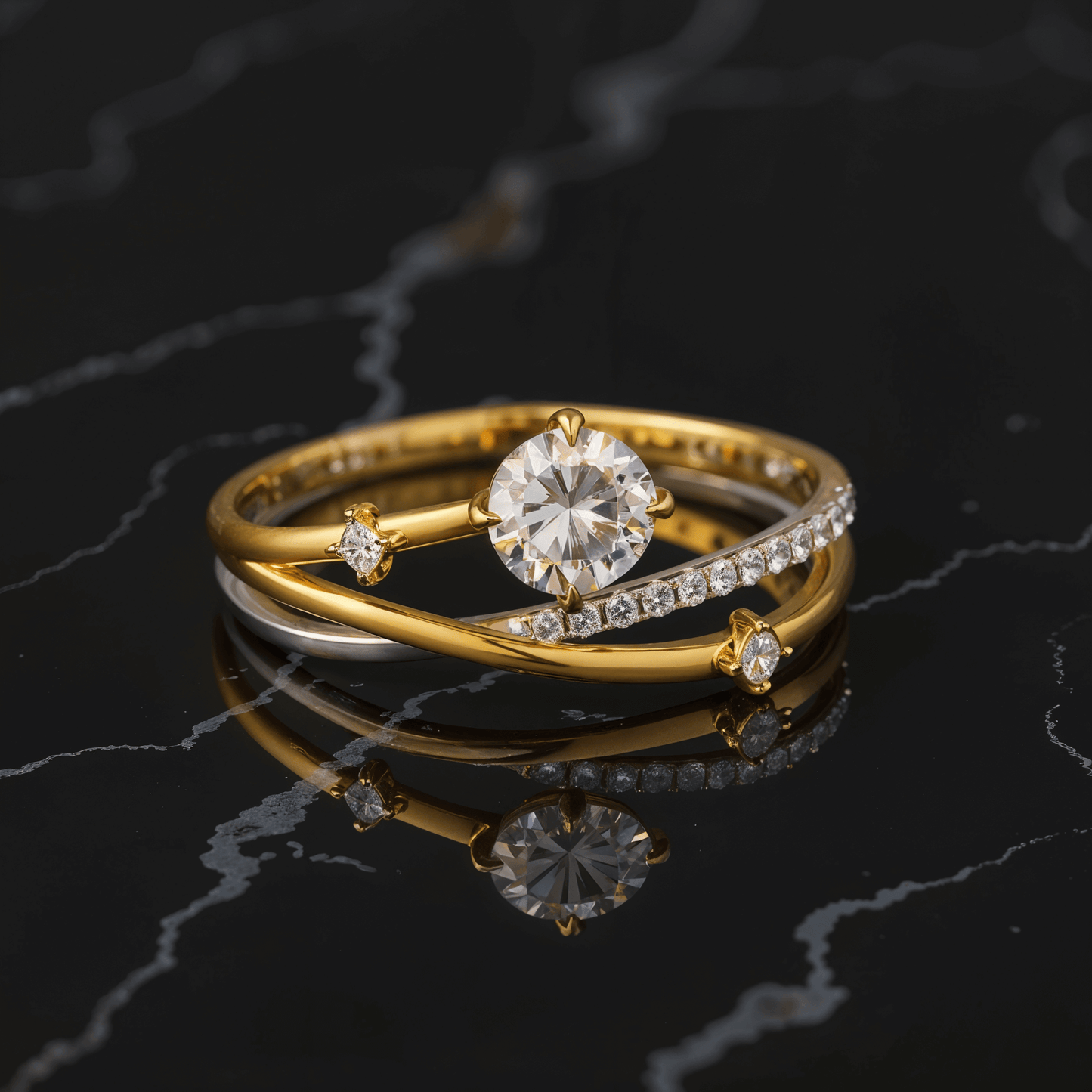 Celestara Silver, 18K Gold Plated, 1.0ct Moissanite Ring - Alvora