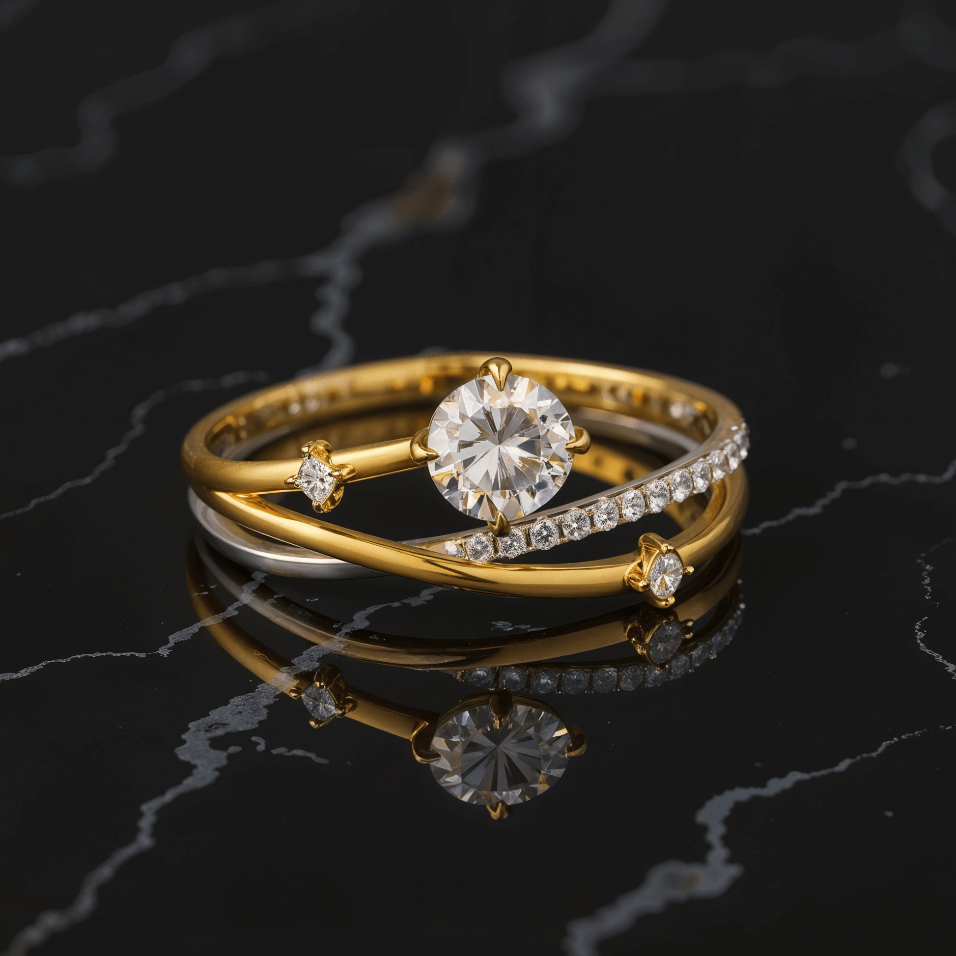 Celestara Silver, 18K Gold Plated, 1.0ct Moissanite Ring - Alvora