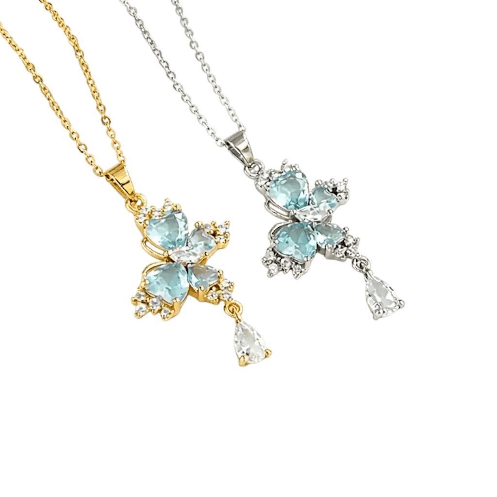 Alvora Elvyra Butterfly Necklace – Blue Zircon, Waterproof, Luck Jewelry