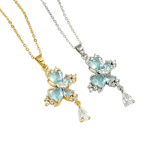 Alvora Elvyra Butterfly Necklace – Blue Zircon, Waterproof, Luck Jewelry