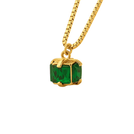 Alvora Emerisia Emerald Necklace | Gold Waterproof Jewelry