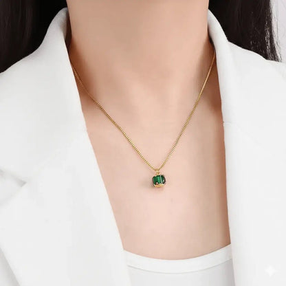 Alvora Emerisia Emerald Necklace | Gold Waterproof Jewelry