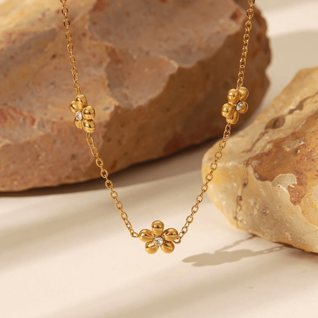 Florisel N - Alvora #skinfriendlyjewelry #waterproofjewelry 18k gold plated necklace