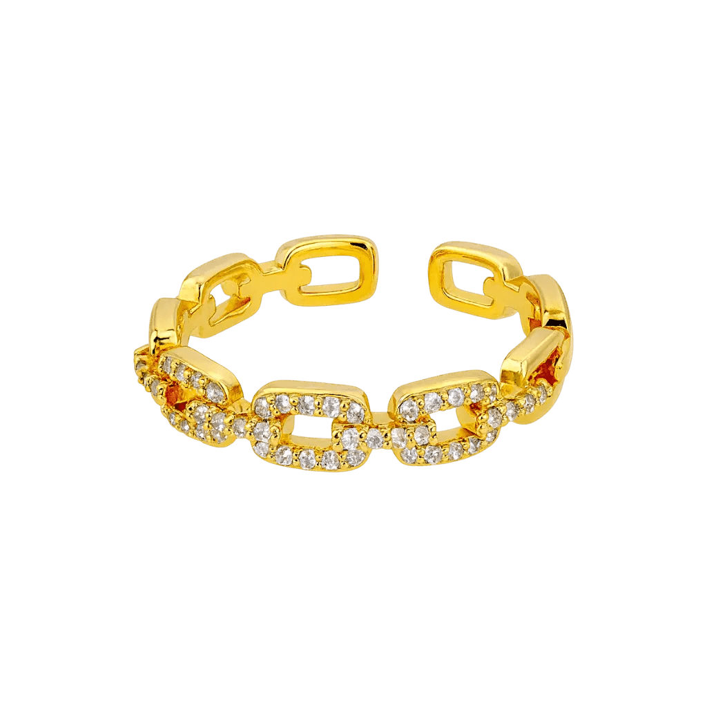 Alvora Goldaria Chain-Link Ring – Modern Waterproof Gold Jewelry