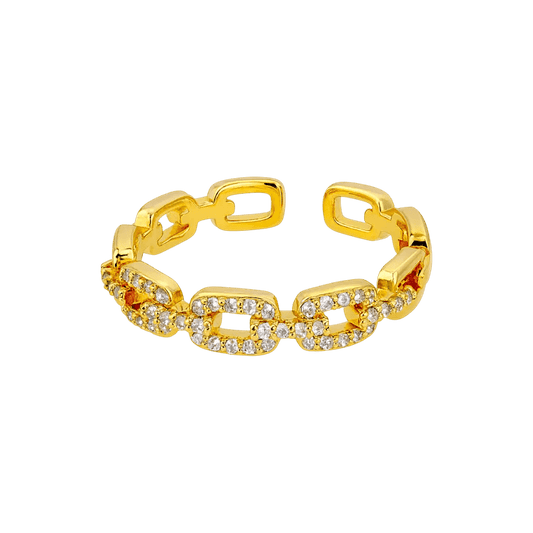 Alvora Goldaria Chain-Link Ring – Modern Waterproof Gold Jewelry