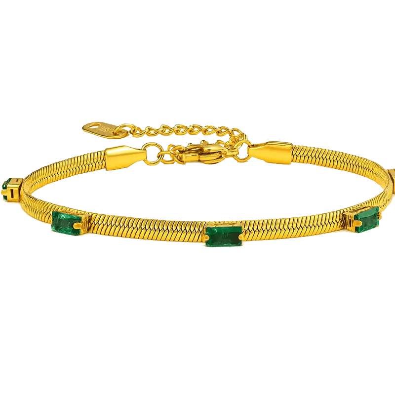 Alvora Ihalora Emerald Gold Bracelet | 18K Gold Waterproof Jewelry