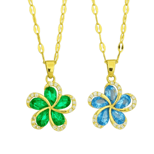 Lustre Pendant – Gold Emerald & Sapphire Waterproof Necklace 