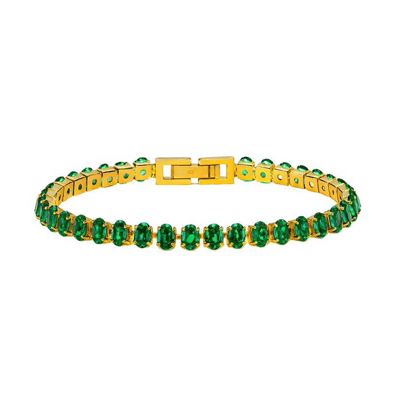 Alvora Luvira Emerald Tennis Bracelet | 18K Gold Waterproof Jewelry 