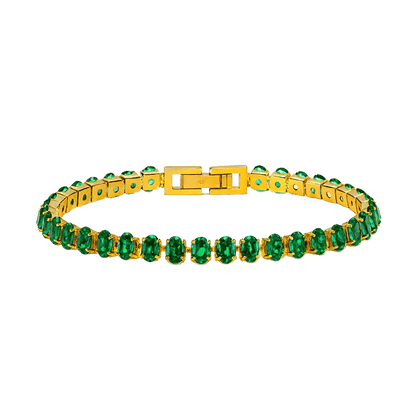 Alvora Luvira Emerald Tennis Bracelet | 18K Gold Waterproof Jewelry 