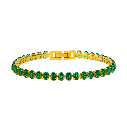Alvora Luvira Emerald Tennis Bracelet | 18K Gold Waterproof Jewelry 