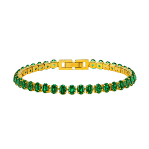 Alvora Luvira Emerald Tennis Bracelet | 18K Gold Waterproof Jewelry 