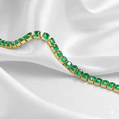 Alvora Luvira Emerald Tennis Bracelet | 18K Gold Waterproof Jewelry 