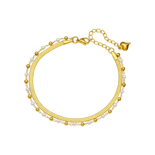 Alvora Meliora Bracelet | Elegant Gold & Pearl Design | Waterproof Jewelry