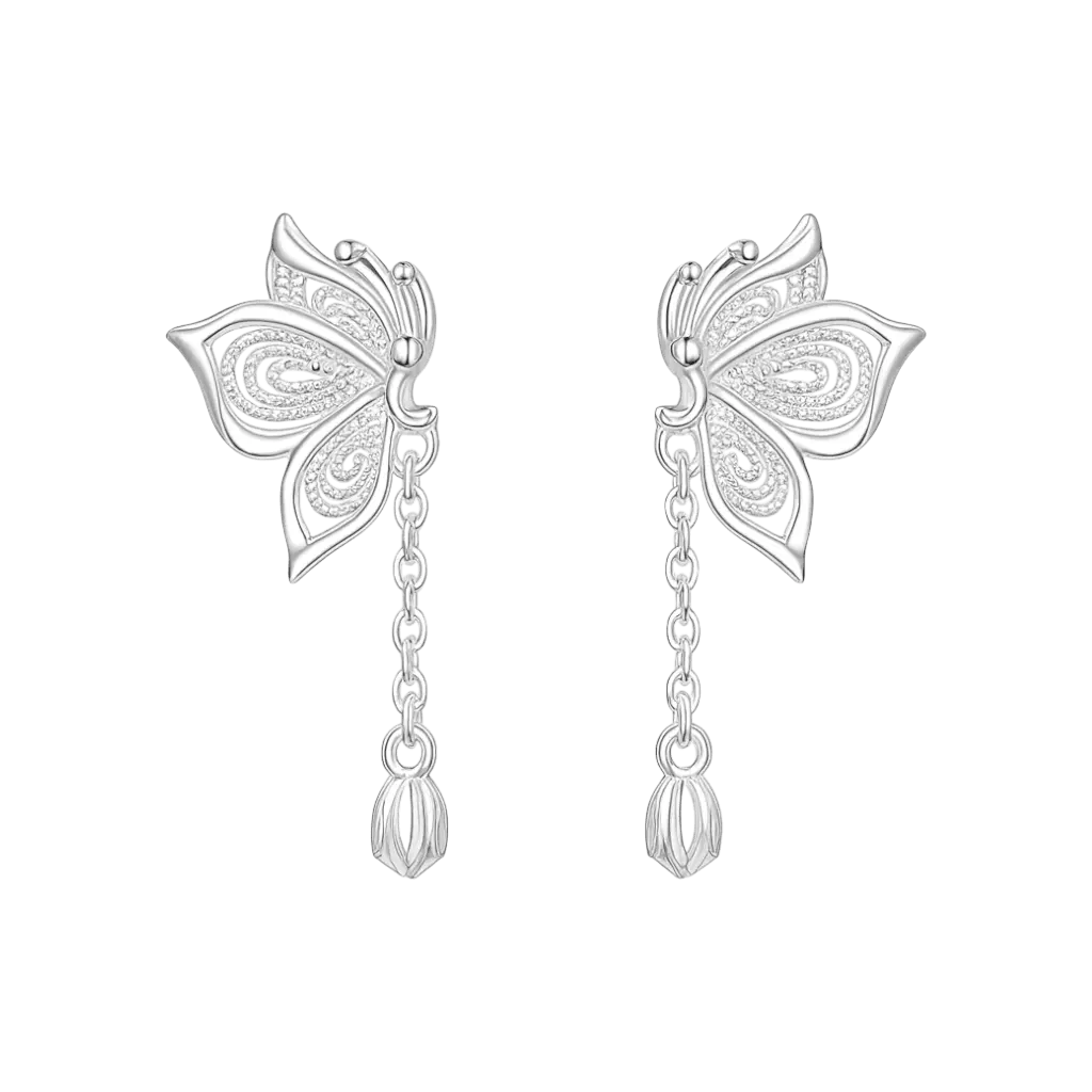 Alvora Meloria Silver Earrings | Minimal Butterfly Fashion Jewelry