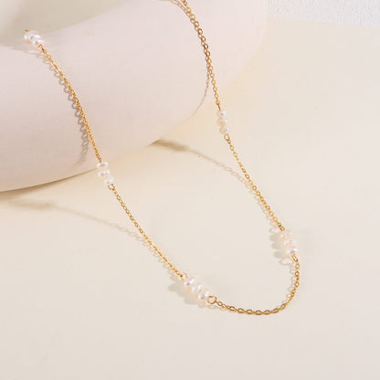 Nerissa - Alvora #skinfriendlyjewelry #waterproofjewelry 18k gold pearl necklace