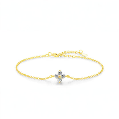 Gold Bracelet with Diamond Floral – Minimal Design