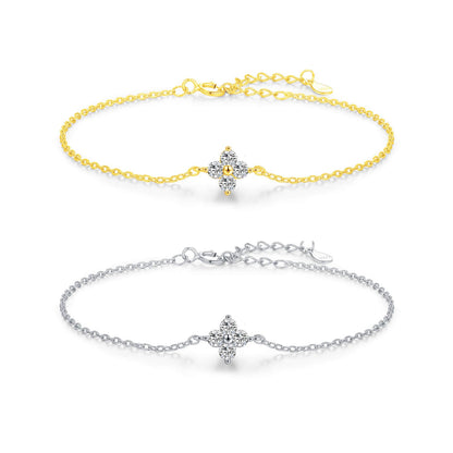 Gold & Silver Bracelet with Diamond Floral– Minimal Design