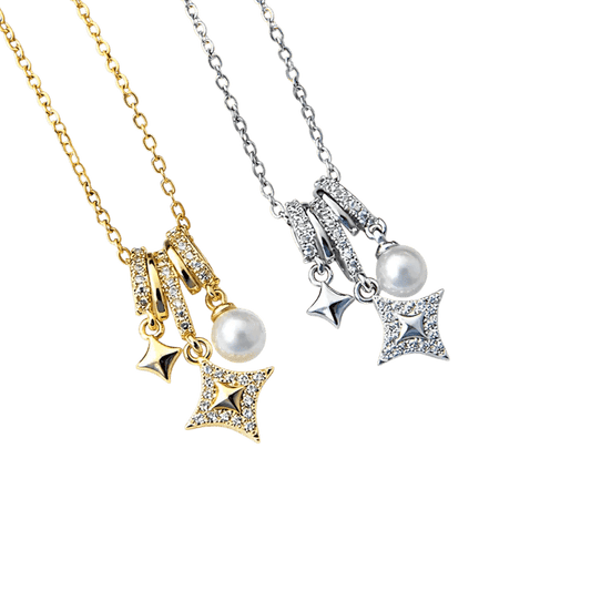 Alvora Norelys Aurora Star Pearl Necklace – Gold&Silver Waterproof Jewelry