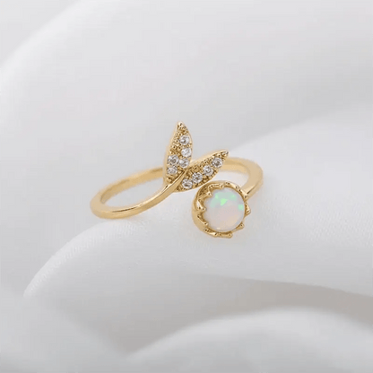 Alvora Nuvira Whale Tail Ring | Waterproof Opal, Gold & Silver Jewelry 