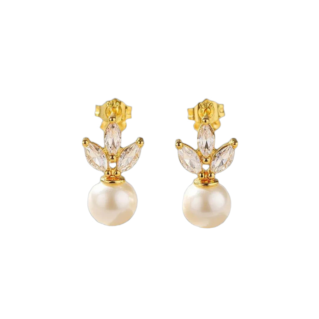 Perlisse Gold, Pearl Earrings- Alvora