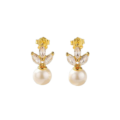 Perlisse Gold, Pearl Earrings- Alvora