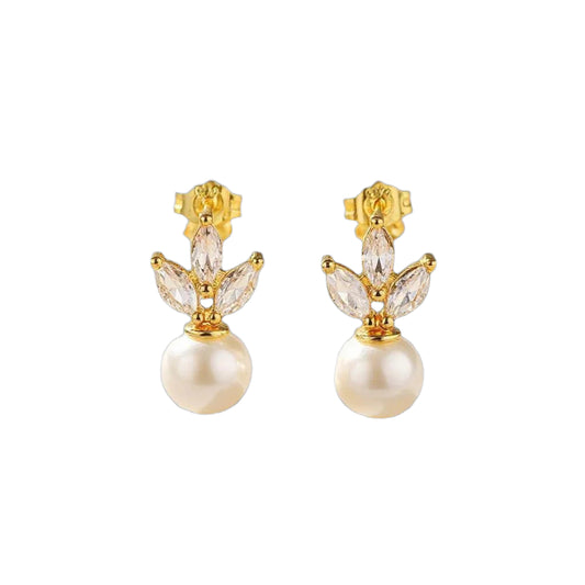 Perlisse Gold, Pearl Earrings- Alvora