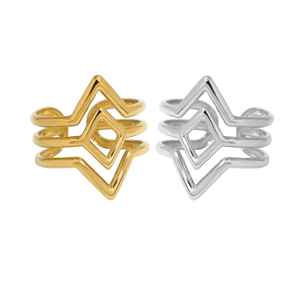 Alvora Quadria Ring – 18K Gold Plated Geometric Waterproof Tarnish-Free