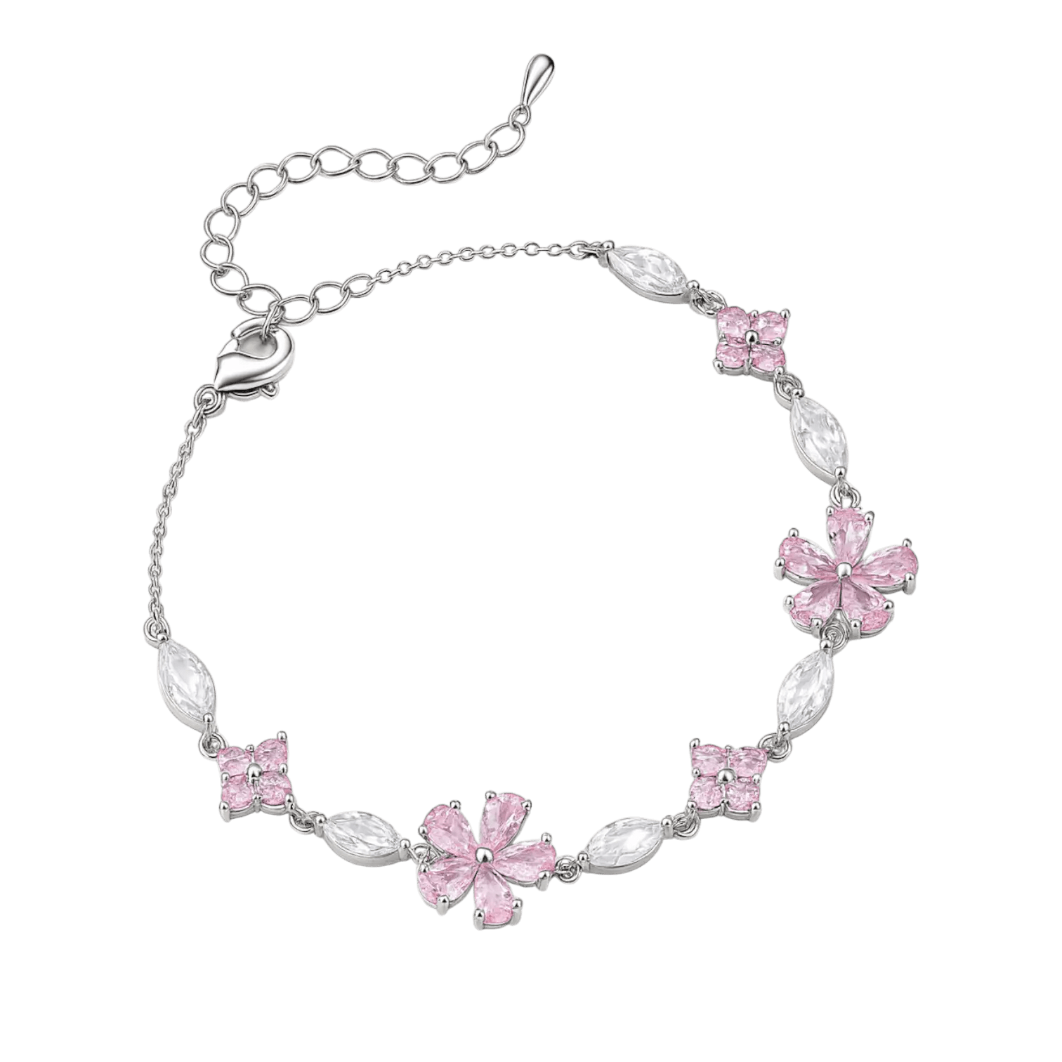 Alvora Rosafleur Silver Bracelet – Cherry Blossom Sakura Jewelry