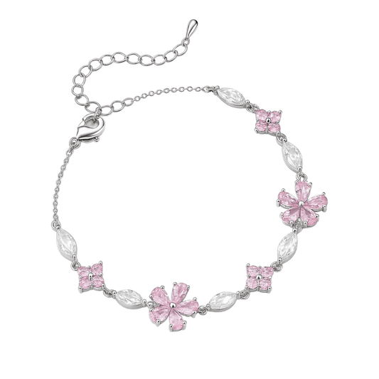 Alvora Rosafleur Silver Bracelet – Cherry Blossom Sakura Jewelry