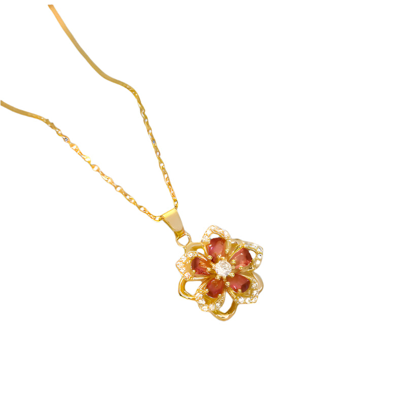 Roselora - Alvora dainty romantic necklace floral pendant necklace gold flower necklace